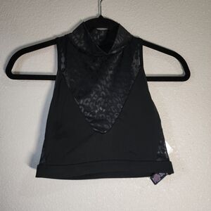 Black Sleeveless Leopard Print Top